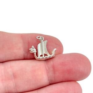 Vintage Sterling Silver 925 Viking Longship Charm